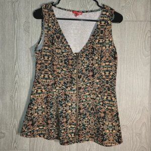 Bongo Front Zip Sleeveless Top- XL